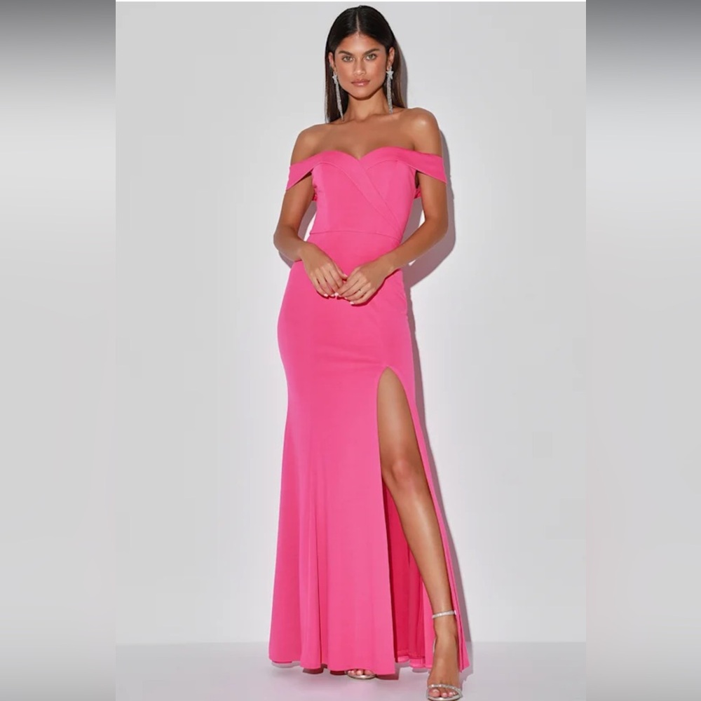 Song of Love Hot Pink Off-the-Shoulder Dress
